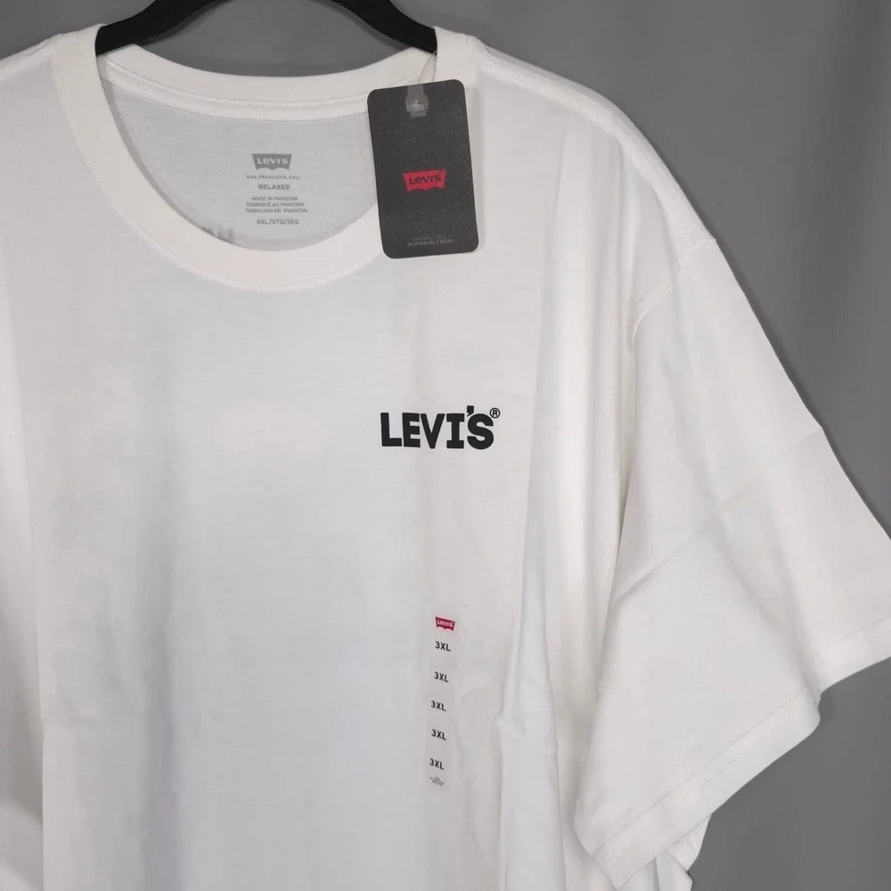 LEVIS New Men's T-shirt Graphic 3XL White Tropical Logo‎ Relaxed Fit 100% Cotton